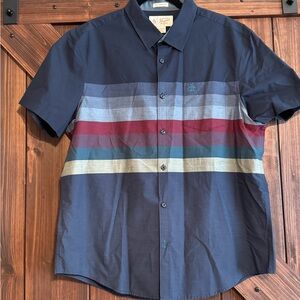 Original Penguin Blue and Red Casual Button Down Shirt with Stripes